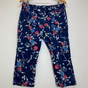 St. John's Bay Girls Floral Print High Rise Capri Cropped Pants Blue Size 12